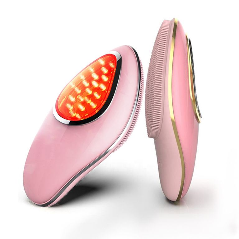 4-in-1 Photon Rejuvenating Cleansing Device Sonic Vibration LED Therapy Dual Brush Head Facial Cleanser